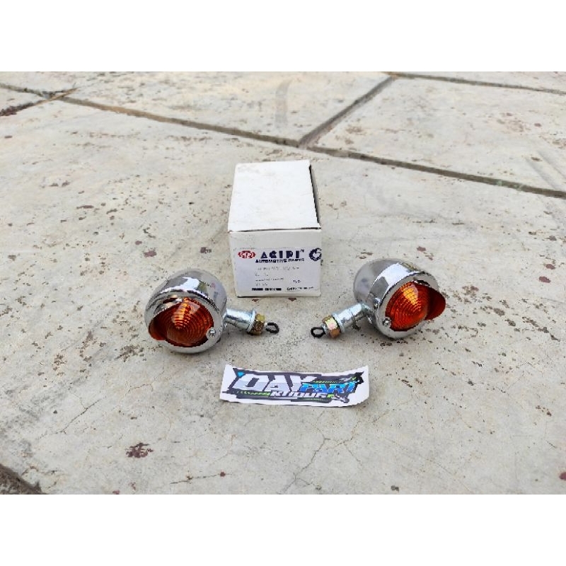 Lampu Sen Sein Riting Bulat Acipi Topi Clasic Kalasik Besi Aluminium CB 100 110 GL C70 Japstyle sen 