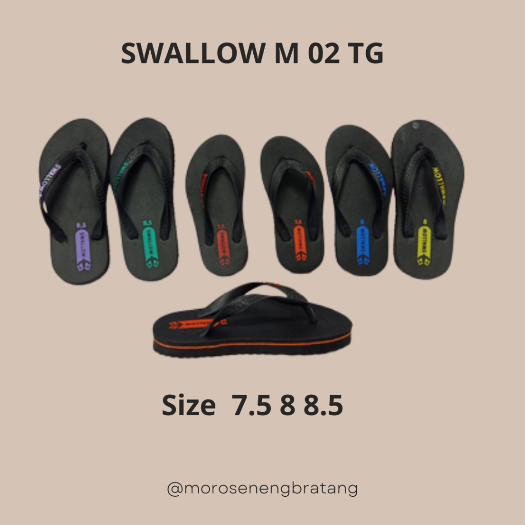 M 02 black Sandal anak tanggung SD SMP laki perempuan SWALLOW BLACK PEARL M02 T size 7.5 8 8.5