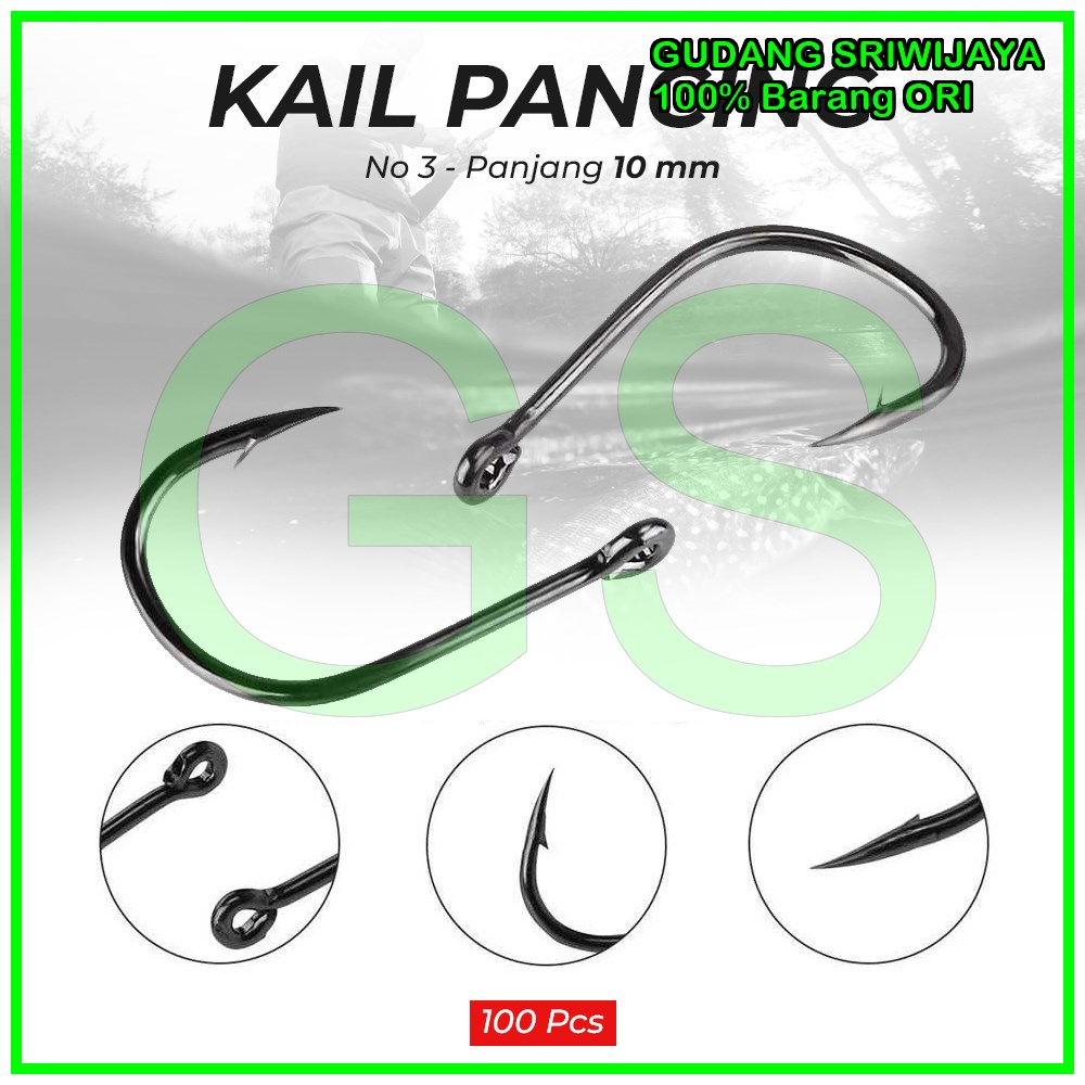 ISEAMA Kail pancing, mata Kail Pancing Fishing Hook Barbed Carp Tackle 100 PCS