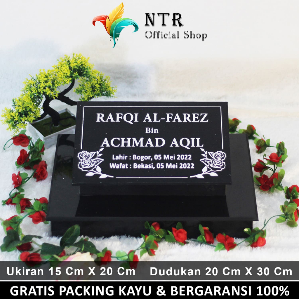 Kepala Batu Nisan Dudukan Maesan Makam Nissan Kijing Full Set Hitam Putih Lengkap Ukiran Marmer Kera