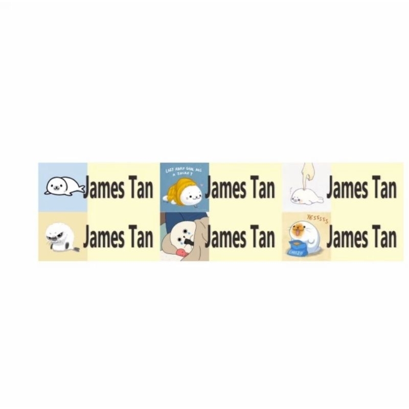

stiker label nama water proof tahan air vinyl size 4,5x1,7cm cute harp seal