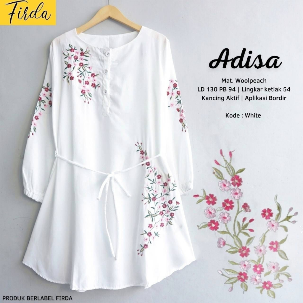ADISA JUMBO BLOUSE ATASAN WANITA LENGAN PANJANG BORDIR BUNGA LD 130