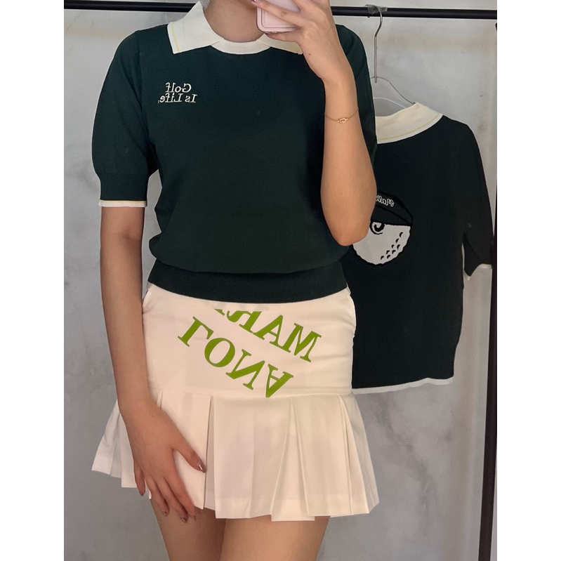 malbon woodley collared knit golf polo baju golf wanita