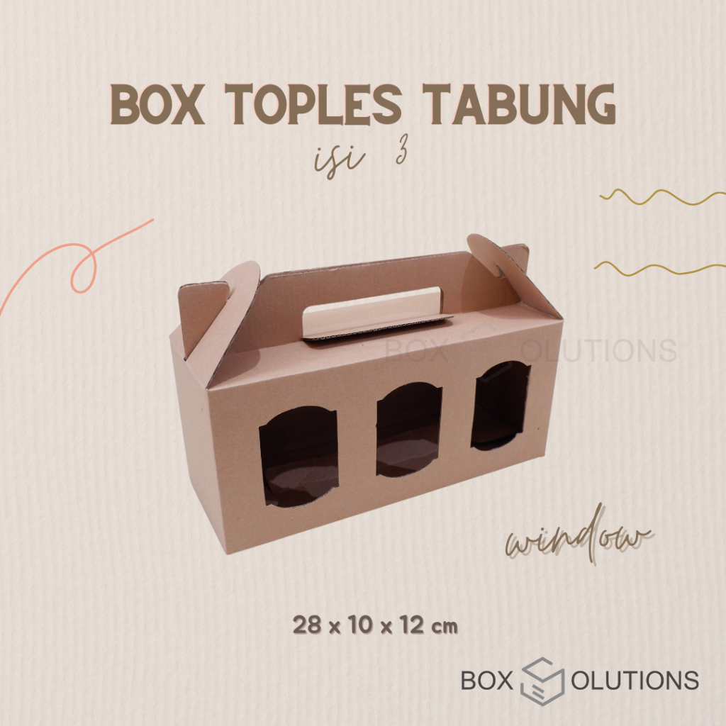 

carrie box toples tabung window isi 3 / box jinjing mika - 28 x 10 x 12 cm
