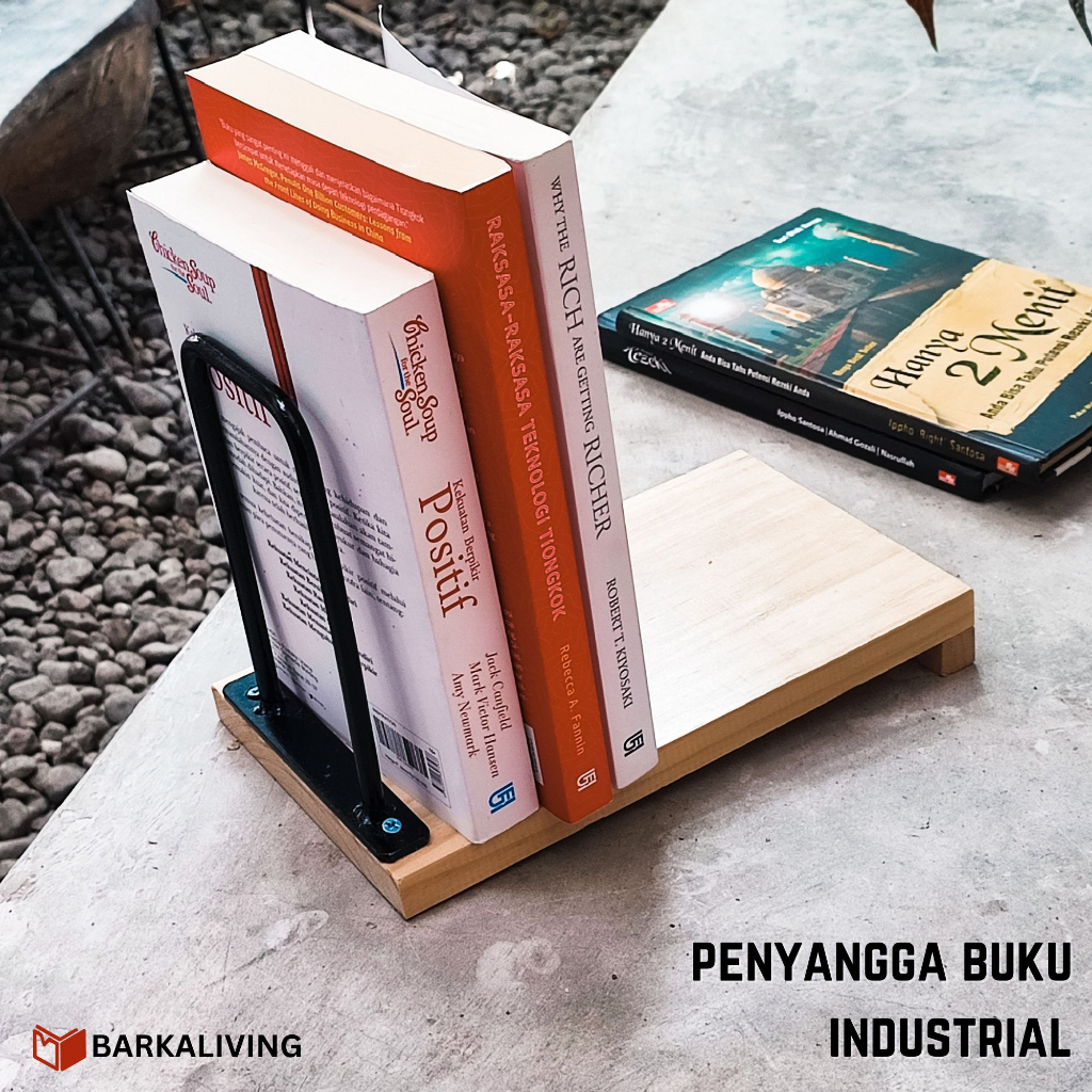 Penyangga Buku Industrial Kayu/ Book Stand/ Book Holder
