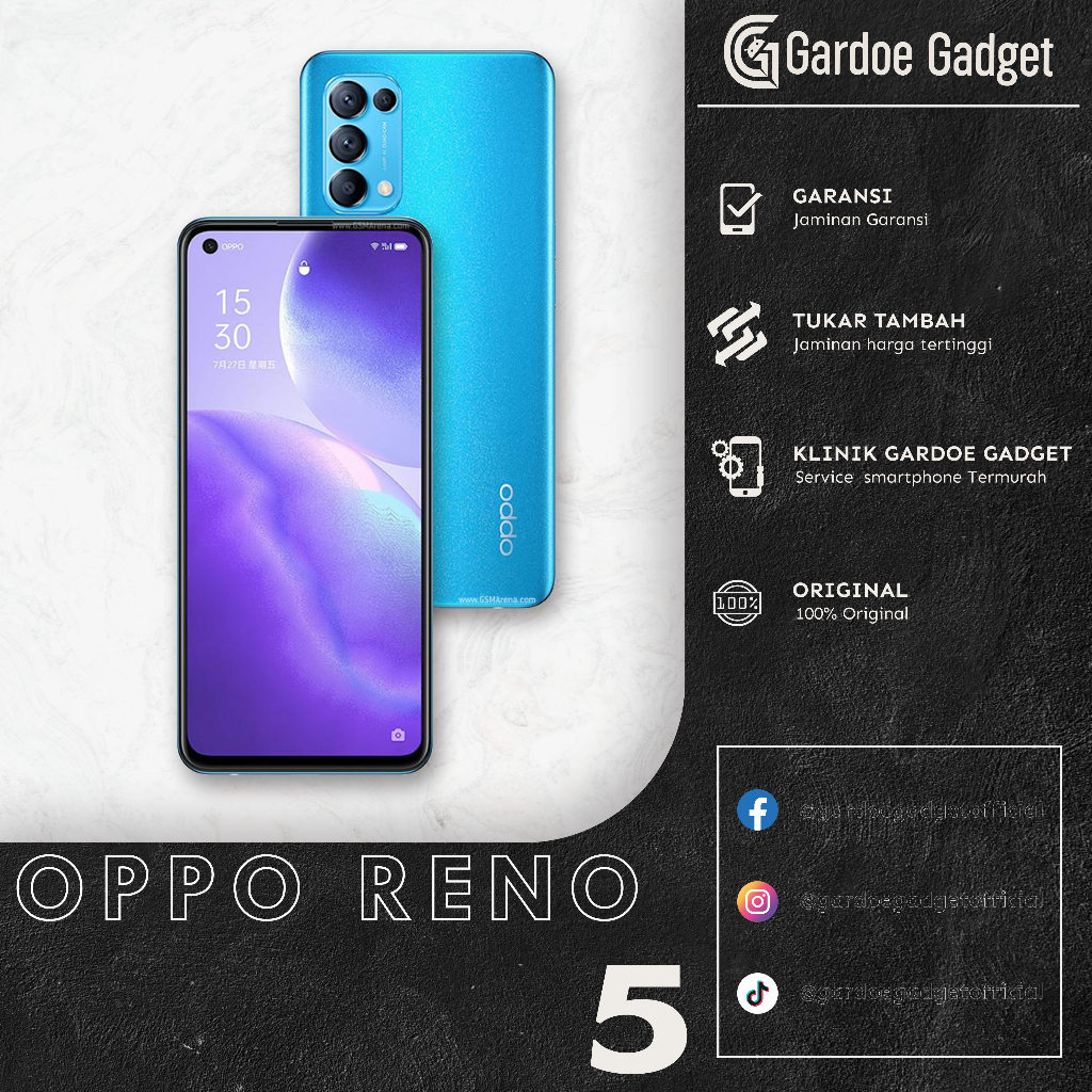 Oppo Reno 5   8/128GB, 12/256GB ORIGINAL | HANDPHONE SECOND Full Set | HP SEKEN HP BEKAS MURAH | gar