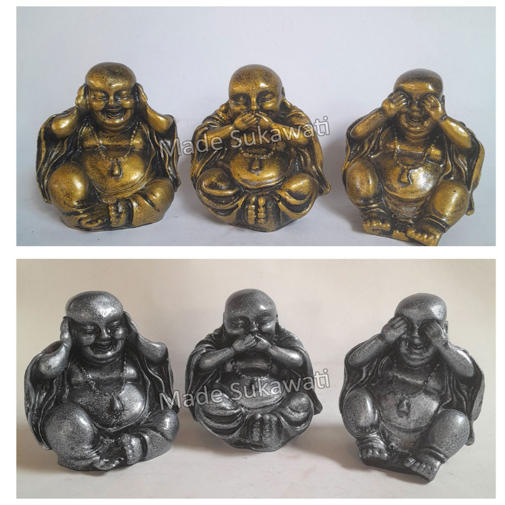 Set 3pcs Patung Orang Tua Pekong mini tertawa gembira ria