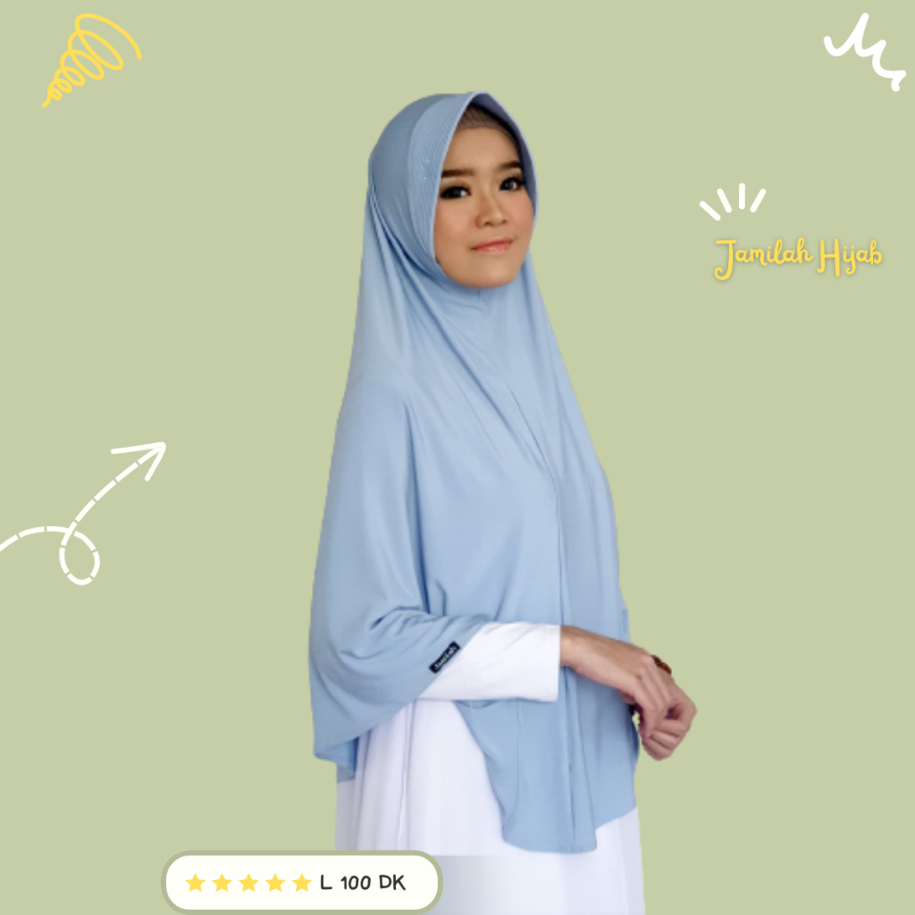 Jilbab JAMILAH | Bergo L 100 DK Jilbab Instan Jumbo PolosI JAMILAH HIJAB size XL | L100 DK