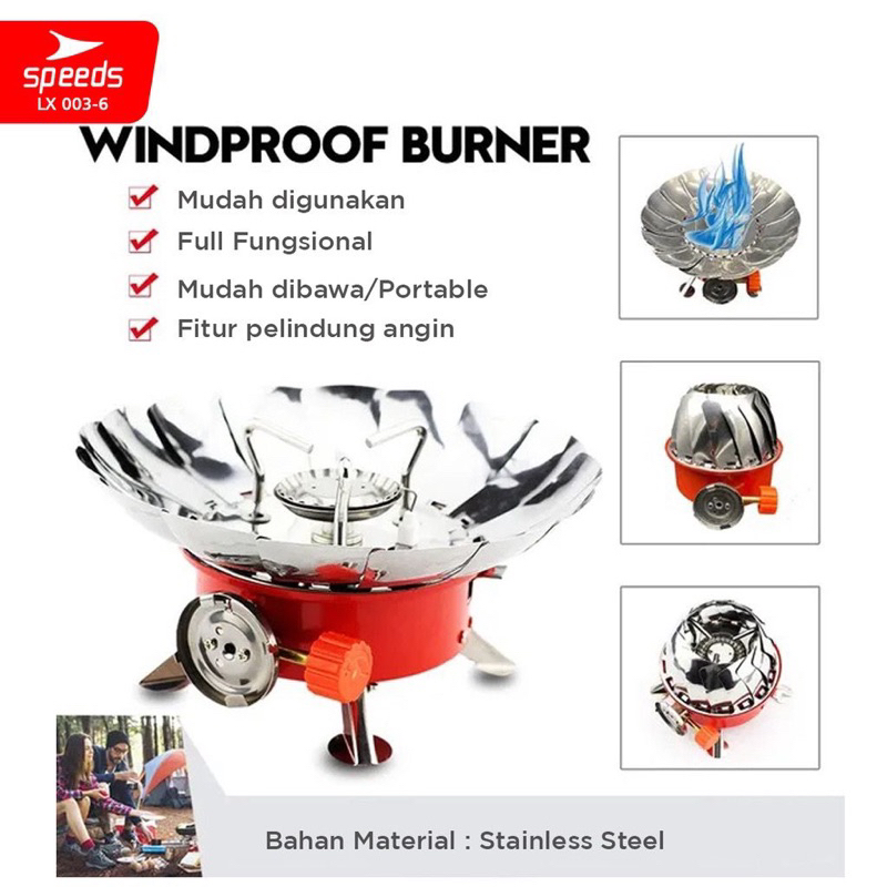 SPEEDS Kompor Camping Gas Alat Masak Lipat Kovar Mini Outdoor Nesting Stove Safety 003-5