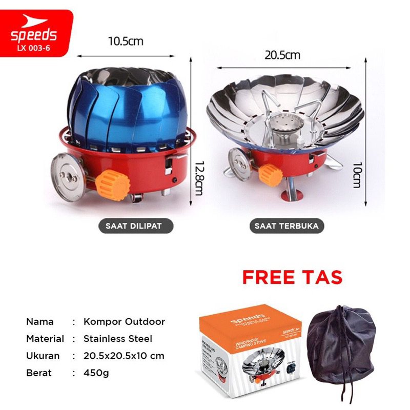 SPEEDS Kompor Camping Gas Alat Masak Lipat Kovar Mini Outdoor Nesting Stove Safety 003-5