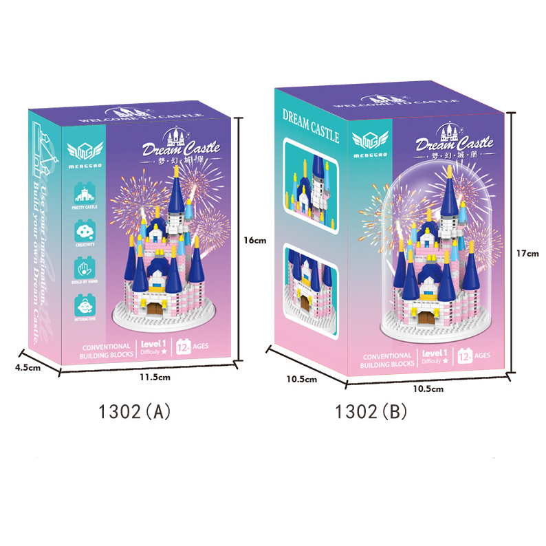 Model Blok Bangunan Istana Putri Set Merah Muda Biru Kota Gereja Klasik Mainan Konstruksi Bata
