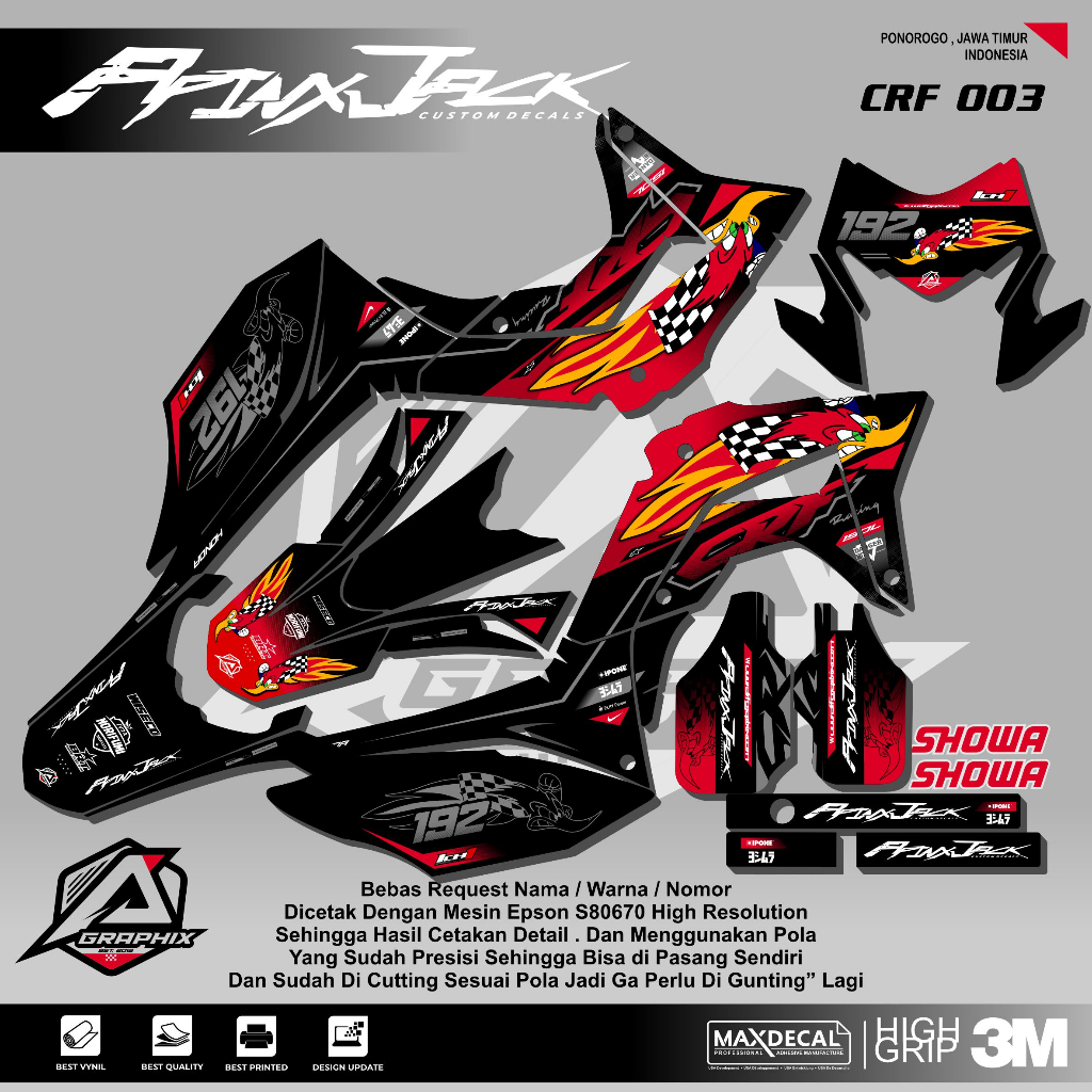 DECAL FULL BODY CRF 150 L / STICKER CRF 150 L / CRF SUPERMOTO KEREN