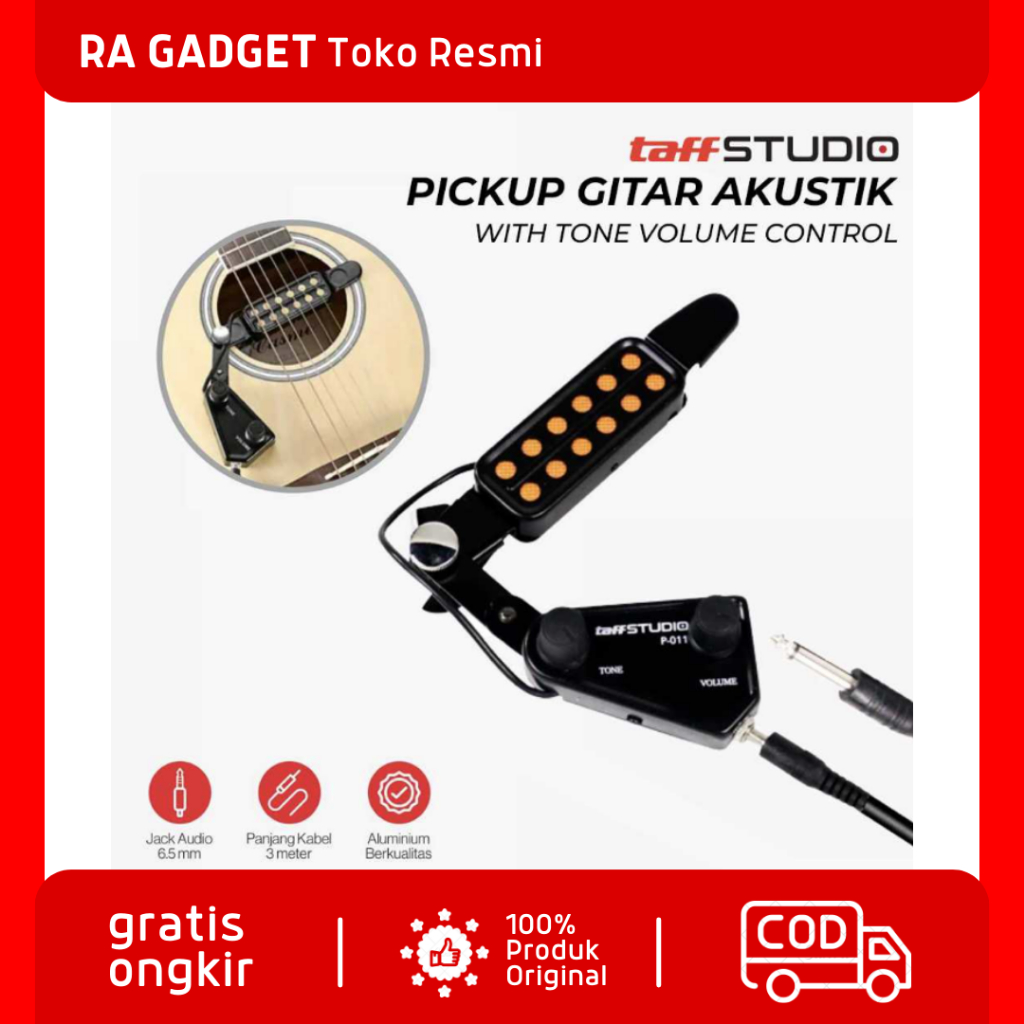 Pickup Gitar Akustik With Tone Volume Control 12 Hole / Spull Spul Sepul pck Up  Gitar Guitar Elektr