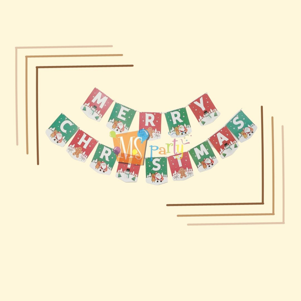 MS.PARTY  LETTER BANNER TULISAN MERRY MERRY CHRISTMAS |  TULISAN MERRY CHRISTMAS / BUNTING MURAH