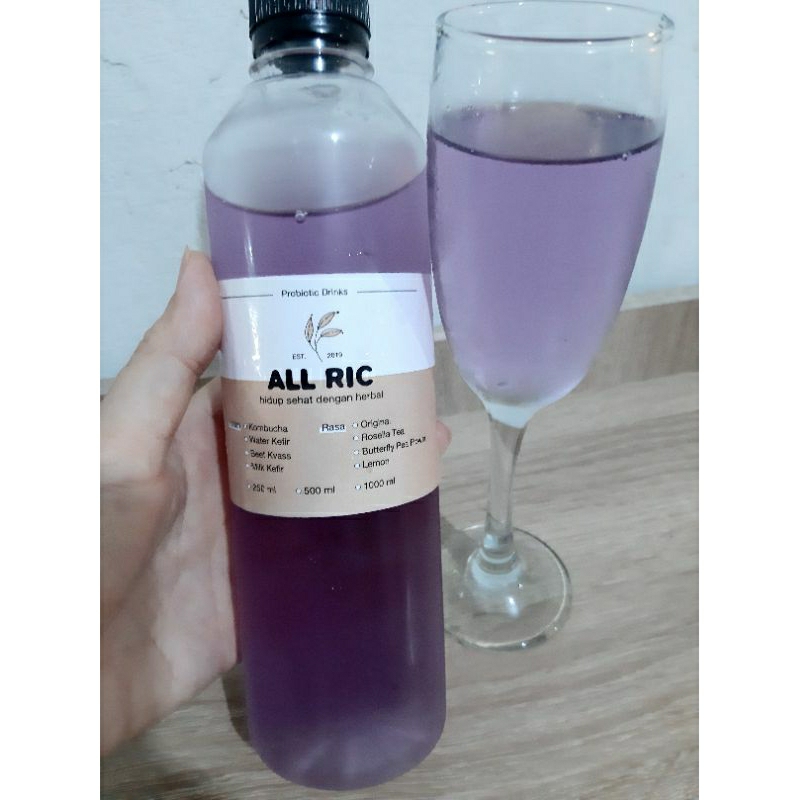 

water kefir butterfly pea flowers 500ml/less sugar/vegan/dairy free/organic flower/no preservatives/organic.