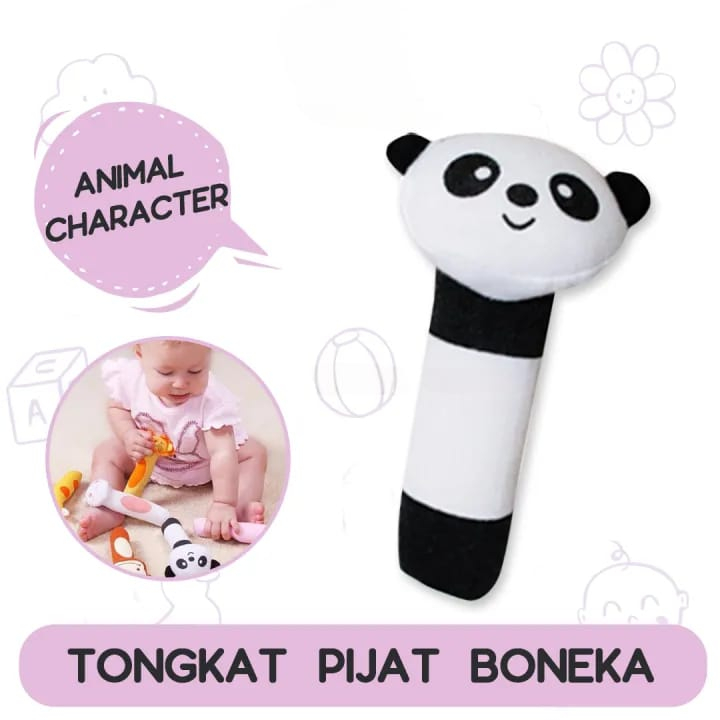 Rattle boneka hewan panda Mainan Bayi Anak Boneka Rattle Stick Animal Bunyi Mainan Boneka Tangan Bayi