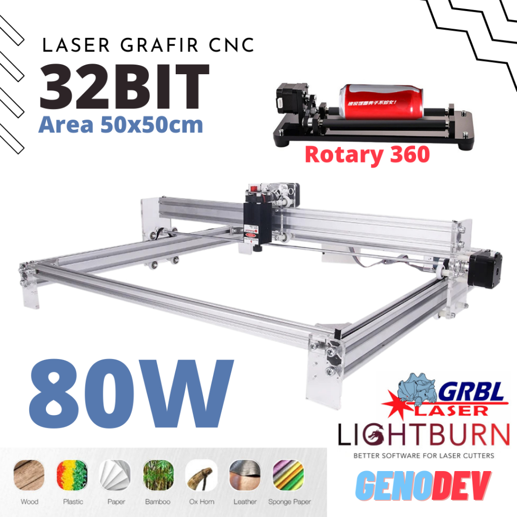 Mesin Laser Grafir Tumbler 32 Bit Area Besar Plus Rotary 360 Laser Y Axis