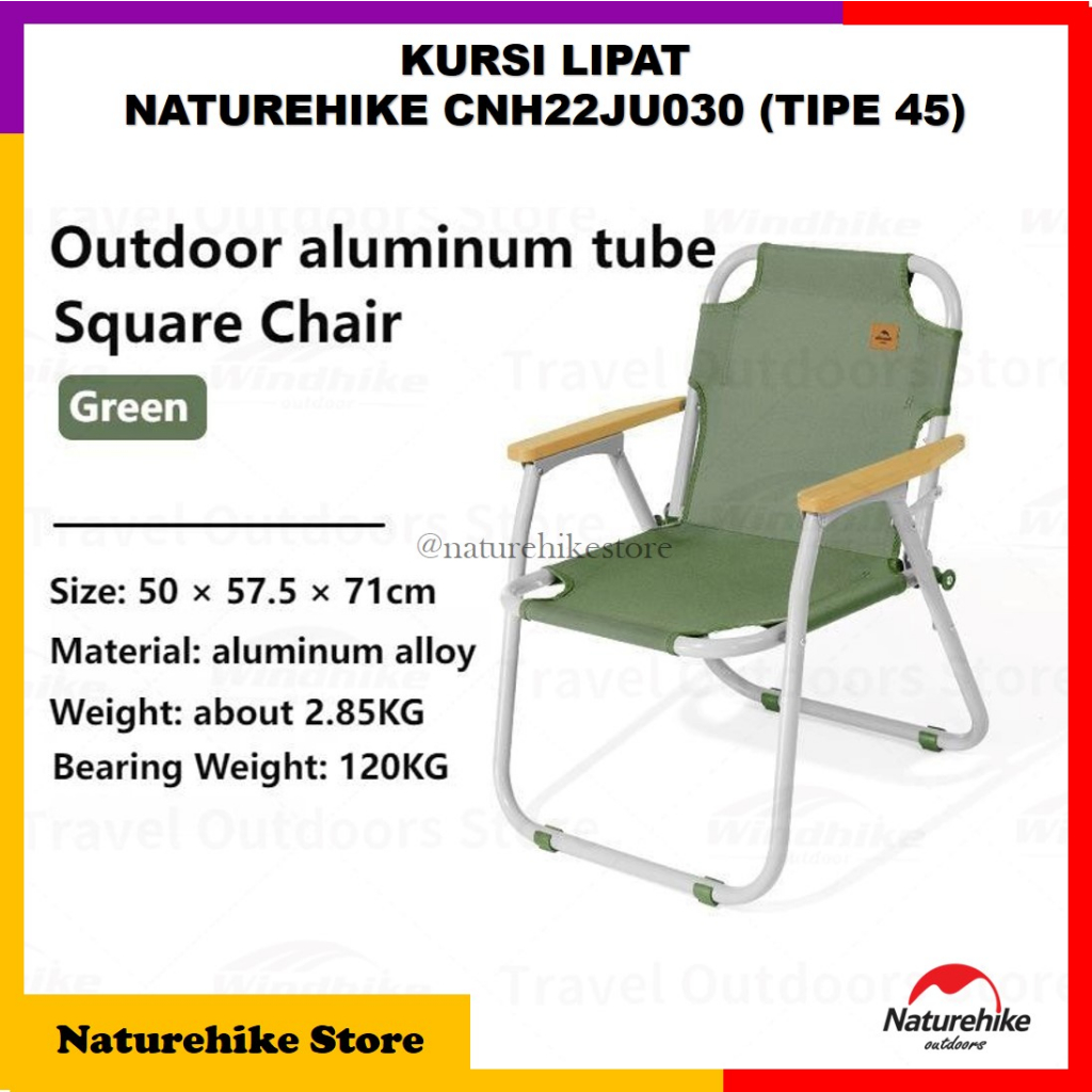 Kursi Lipat Naturehike CNH22JU030 Tipe 45 Alumunium Tube Square Chair