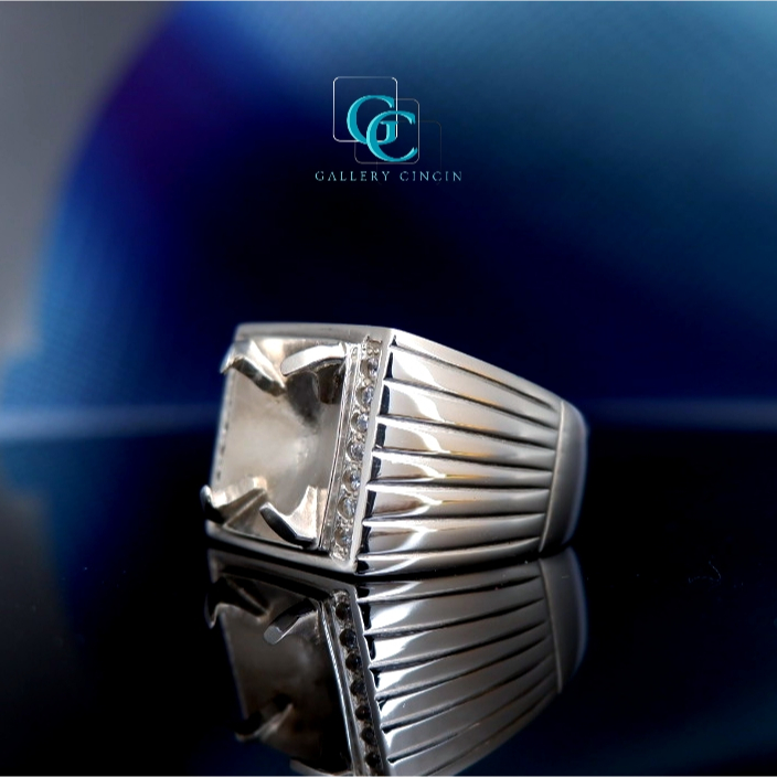 Cincin perak pria ikat batu akik permata custom 144
