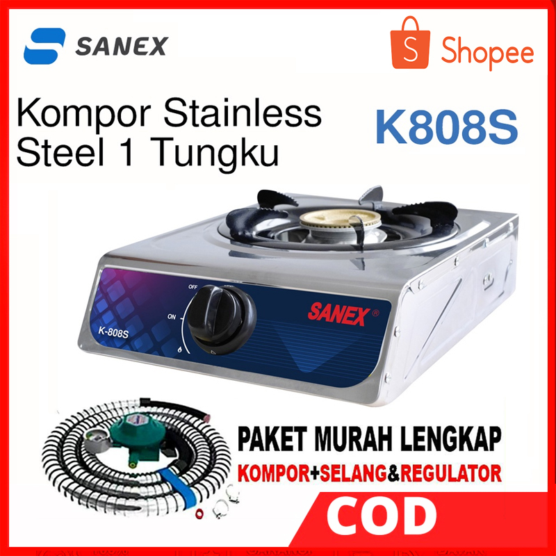 KOMPOR GAS 1 TUNGKU STAINLESS / KOMPOR SANEX 1 TUNGKU / KOMPOR 1 TUNGKU / KOMPOR 1 TUNGKU MURAH / KO
