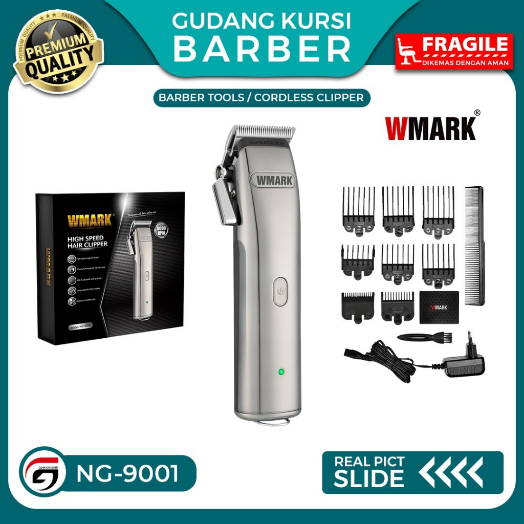 Wmark NG 9001 Hair Clipper Magnetic Alat Cukur Rambut Tanpa Kabel Full Set