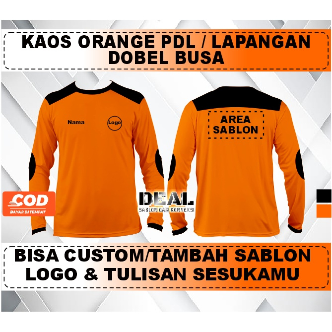 kaos orange lapangan relawan SAR BPBD BNPB lengan panjang dobel busa & bisa sablon custom sesuai kei