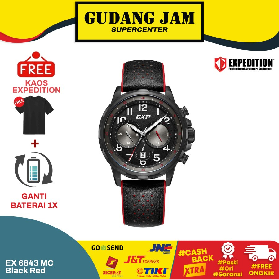 Jam Tangan Pria Expedition EX6843MCR E 6843 MCR Black Red