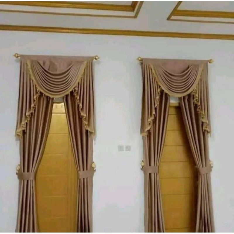 Gorden Poni Gelombang Spanyol | Tirai Jendela & Pintu Mewah Elegan Ruang Tamu Rumah Minimalis