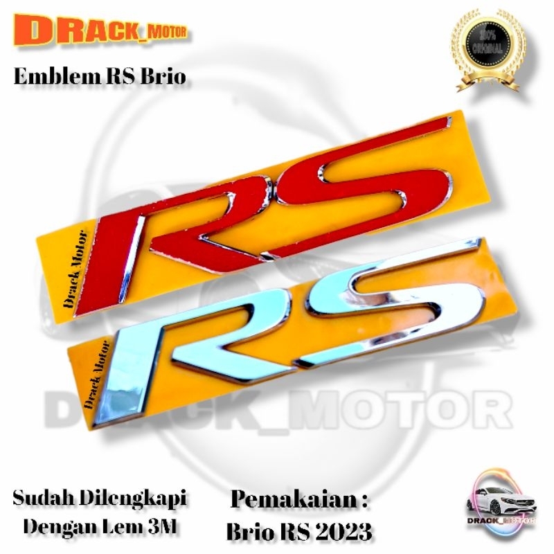 Emblem Logo Tulisan RS Brio Original / Emblem Tulisan RS Honda Brio 2023 Original / Emblem Logo Mobi