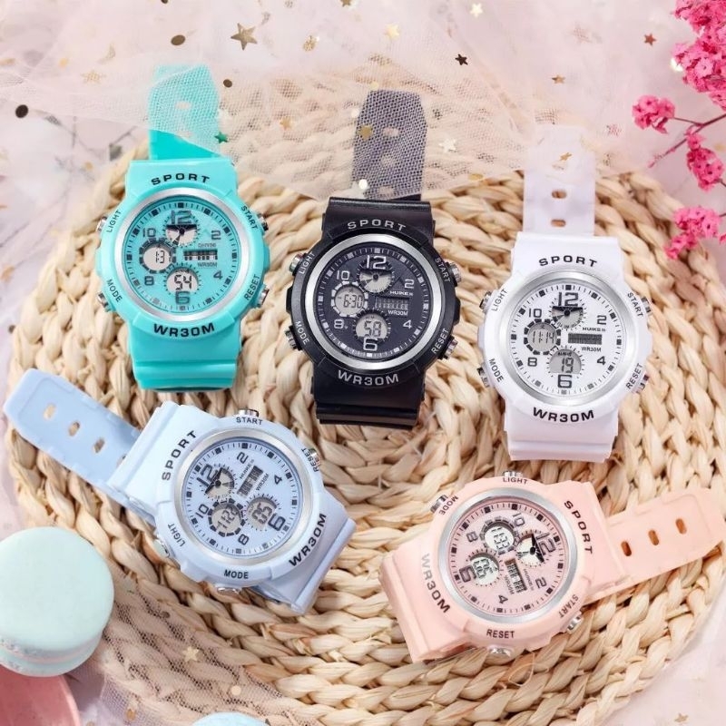 Jam Tangan Wanita Digital WR30M Strap Karet Warna