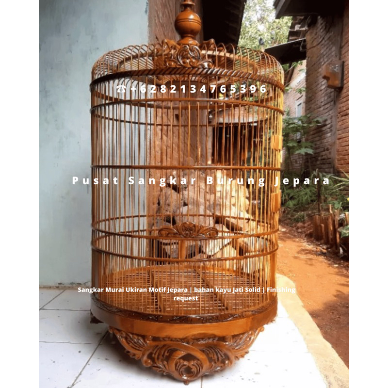 sangkar murai ukiran motif khas Jepara bahan kayu jati asli solid berkualitas custom sangkar juga bi