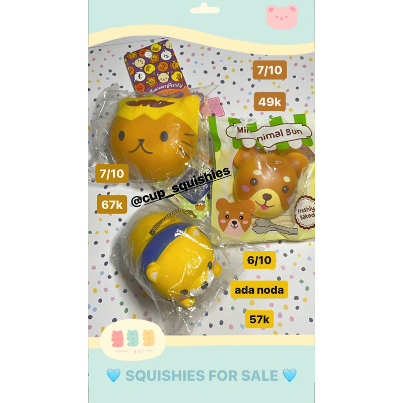 Preloved Flashsale Squishy Licensed (Cafe Sakura Halloween Cat Head, Punimaru Animal Bun, Amuse Mini