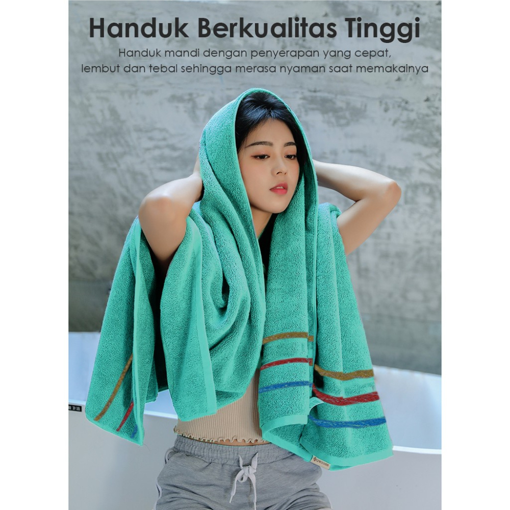 Handuk Mandi microfiber Murah Berkualitas Tinggi Motif Garis Dan Kotak ORANGEHOME88