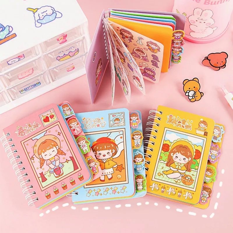 

2 in 1 Buku stiker \ sticker book \ pola gadis manis accessoris sticker \ stiker hiasan diary / buku catatan diary dengan stiker di dalamnya