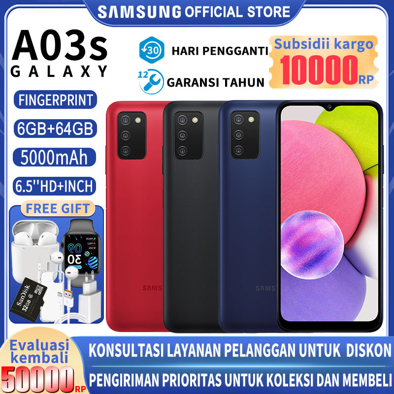 100% New Samsung Galaxy A03s RAM 4GB/64GB 6.5inch COD hp Baru smartphone murah promo cuci gudang hp android