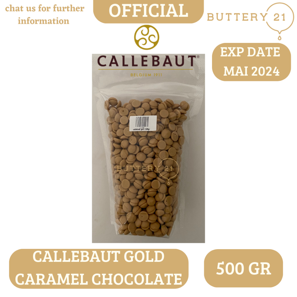 

REPACK 500 GR CALLEBAUT GOLD CARAMEL CHOCOLATE COUVERTURE 30,4 %