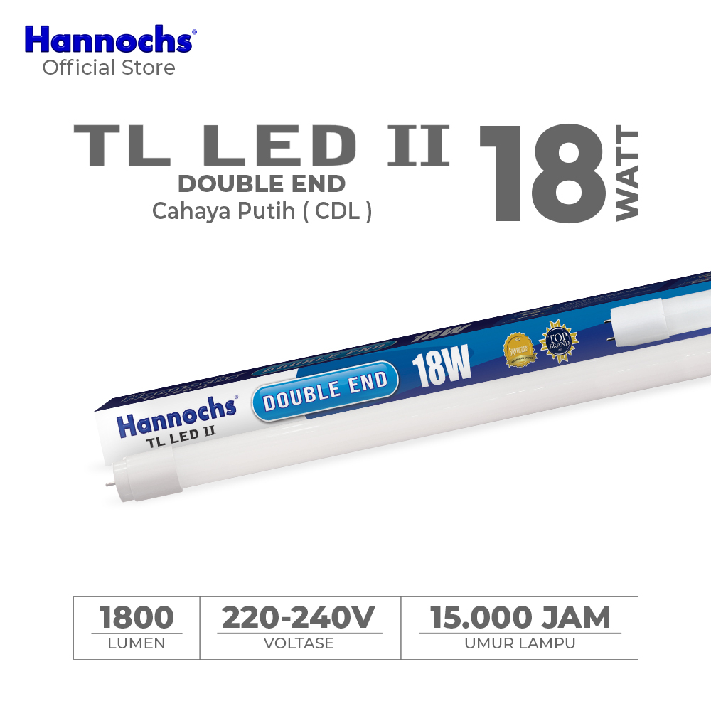 Hannochs Lampu TL LED II Double End 18 Watt Lampu Tube Light - Putih