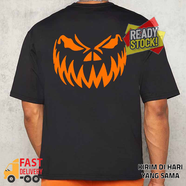 Helloween Pumpkin Tshirt Casual 100% Cotton Black T-SHIRT DISTRO