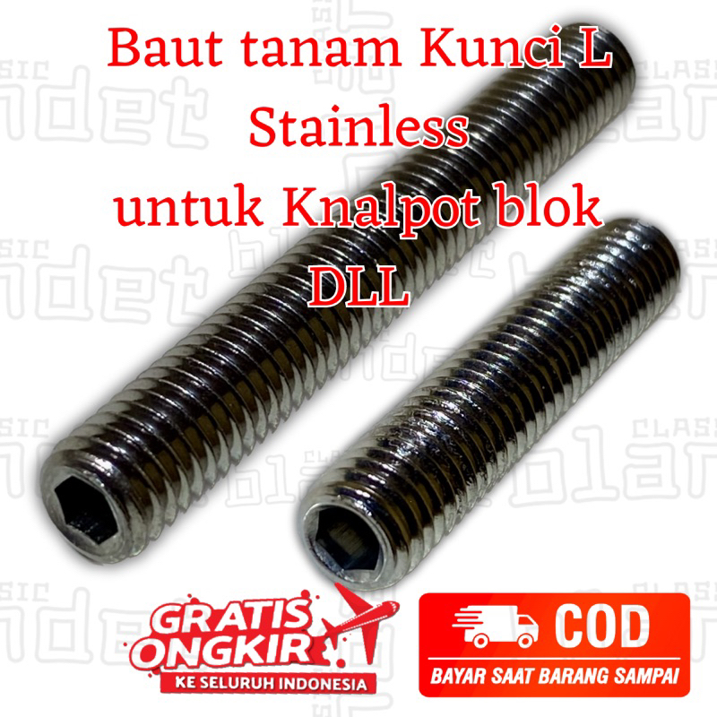 ⛔️BLANDET⛔️ Baut L Tanam M8 X 125 Stainles Stainless Stel Stell Blok Kop Knalpot 2Tak 2t Fiz Rx Ninj
