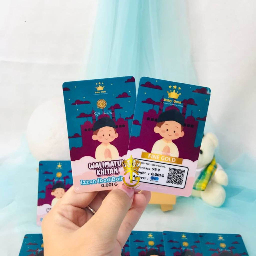 SOUVENIR CUSTOM EMAS 24 KARAT RICH GOLD  BABY GOLD LOGAM MULIA MIN ORDER 50 KEPING CUSTOM KHITAN LOG