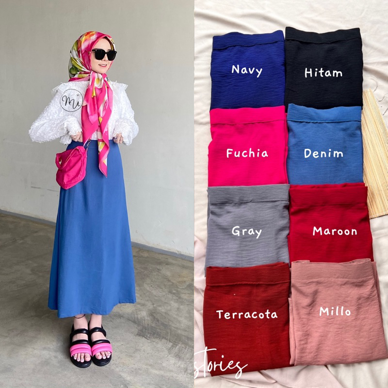 ROK A LINE OOTD TERBARU SKIRT A LINE ROK BAHAN PREMIUM CRINKLE