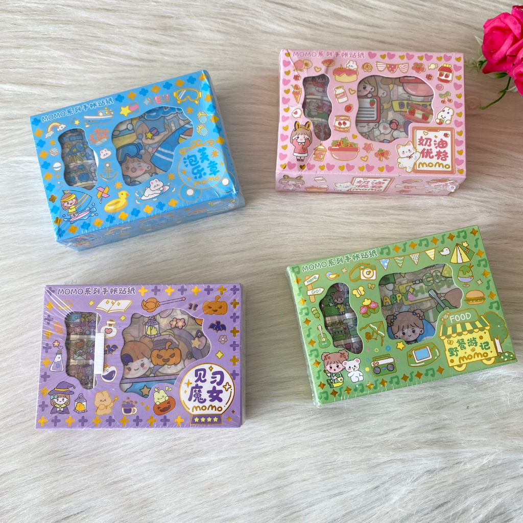 

Stiker Roll Box Kecil Momo Sticker Set korea 1 Pack