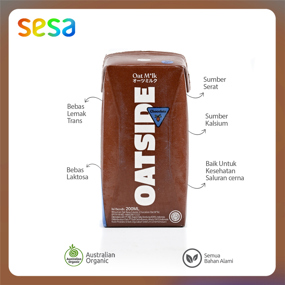 Oatside - Oat Milk Chocolate Straw 200 ml | Susu Oat