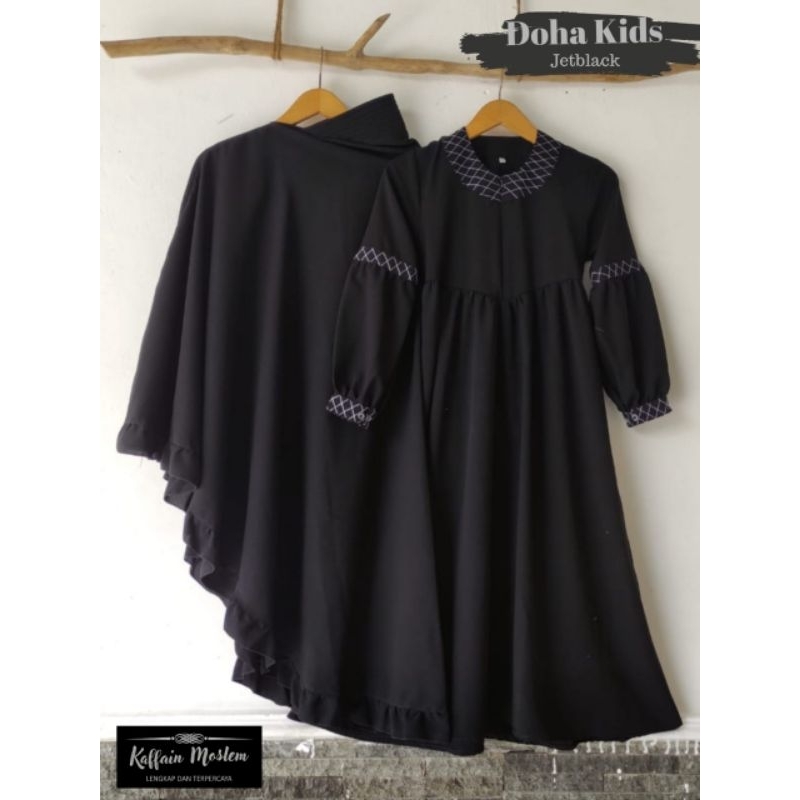 SET GAMIS ANAK JILBAB CADAR JETBLACK DOHA