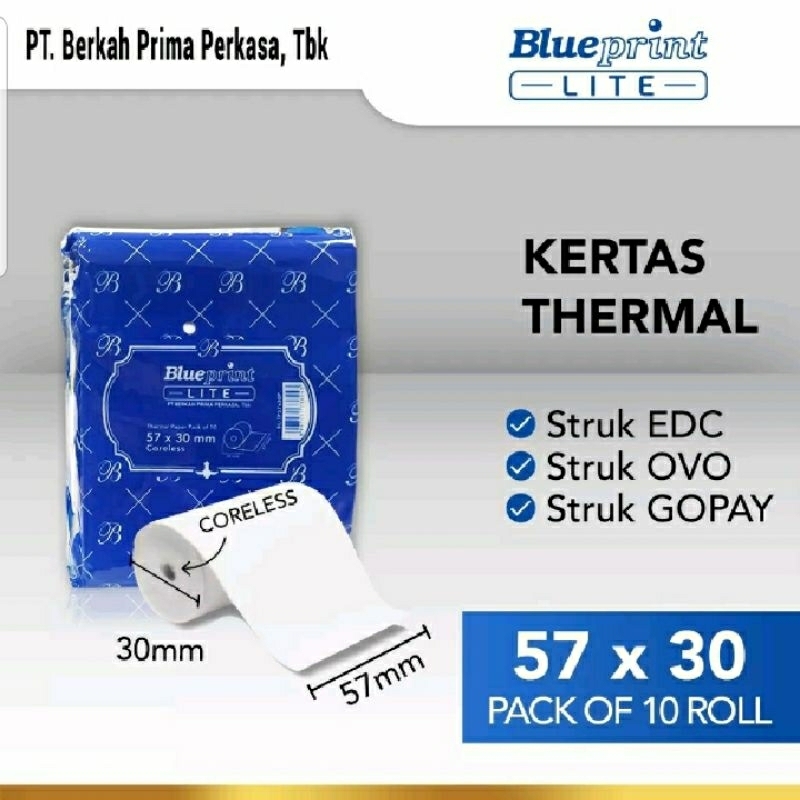 

Kertas Thermal Struk EDC Parkir Blueprint 57 x 30 Lite
