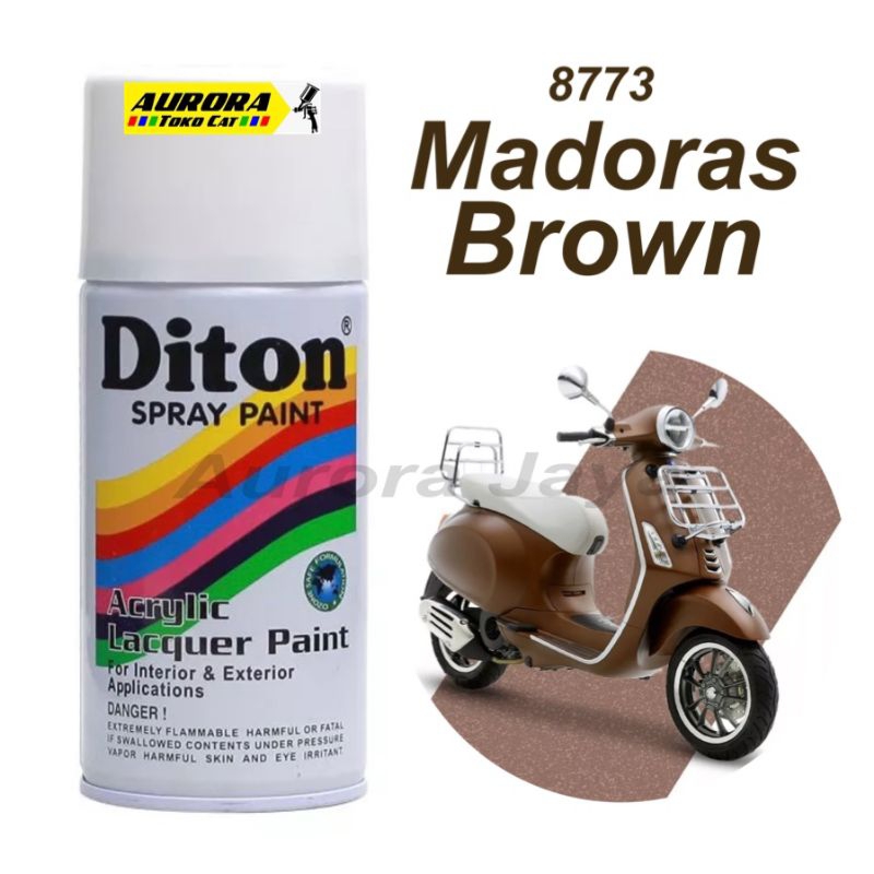 Diton Madoras Brown 8773 Coklat Mengkilap 300ml | cat semprot pilok pilox sepeda motor mobil cokelat