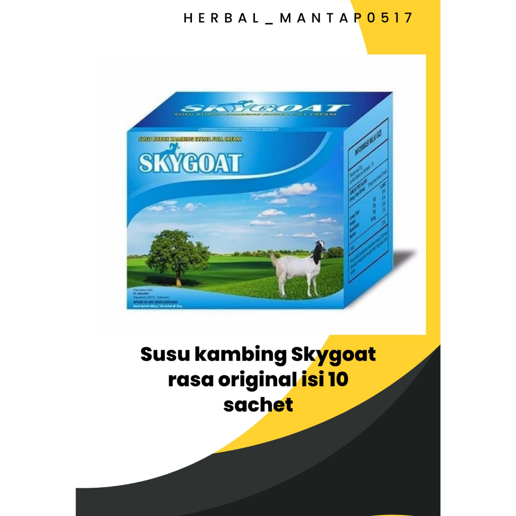 

Susu SKYGOAT I Susu Kambing Etawa Bubuk Full Cream | Skygoat original isi 10 sachet