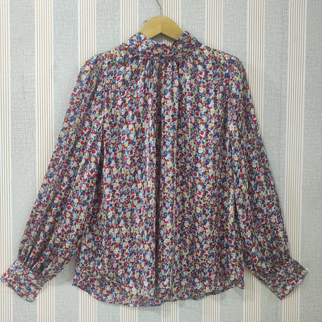 HM01 - Blouse Atasan HNM Motif Bunga Bunga