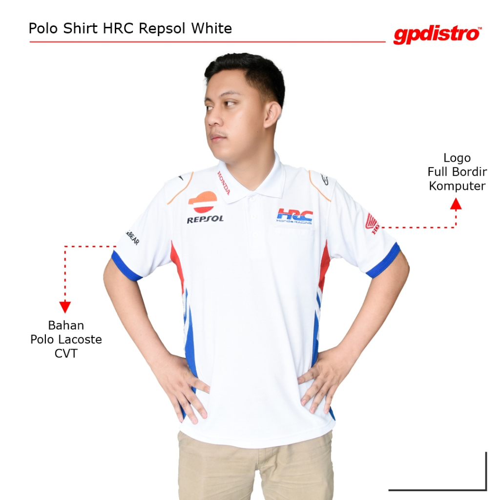 Polo Shirt / Kaos Kerah Motogp HRC White 2022