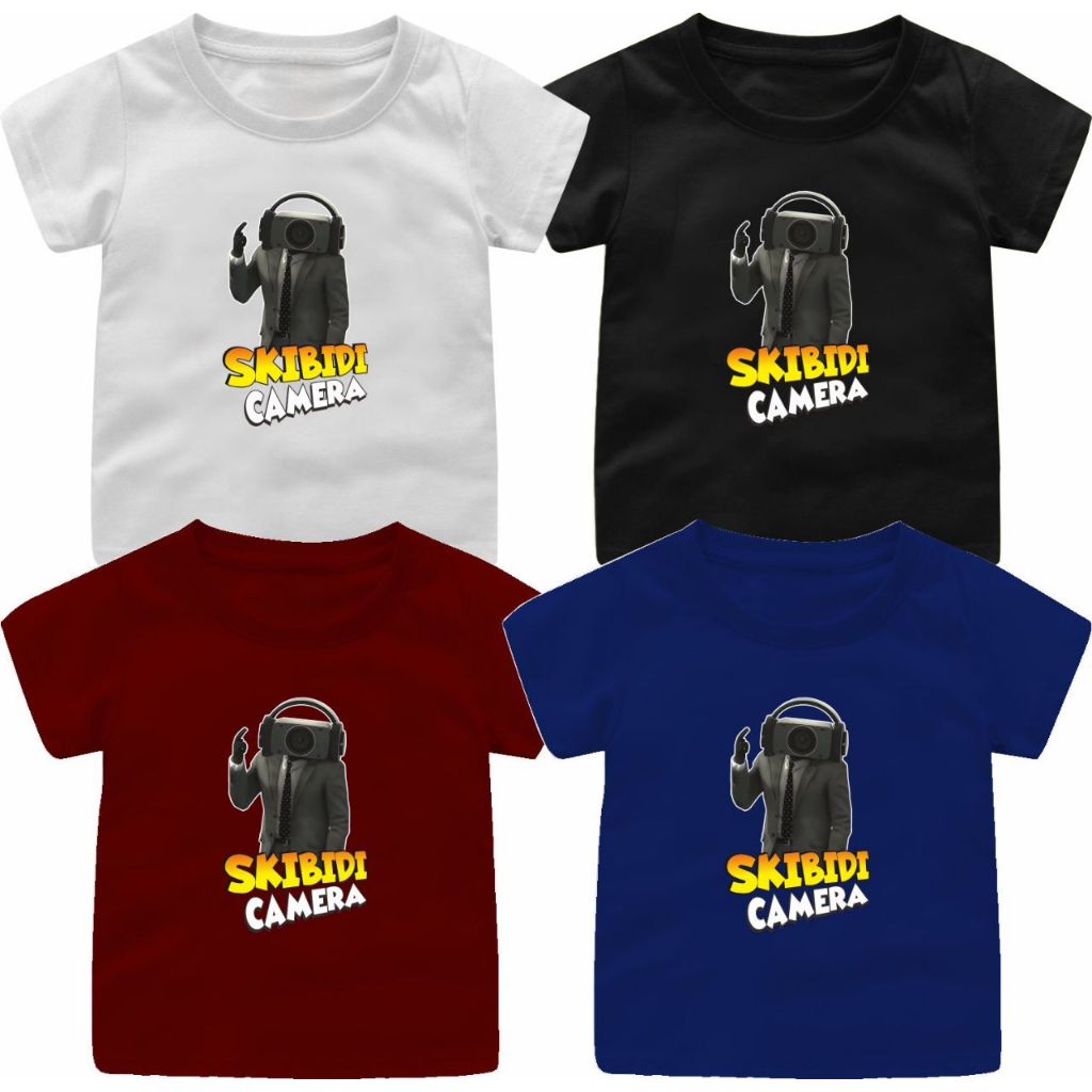 Baju Atasan Skibidi Cameraman/RadioMann Meme cewek-Cowok usia 1-12Tahun/Dewasa viral S-5XL 4 Warna